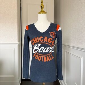 Team Apparel Chicago Bears Women's Long Sleeve Tee - Navy and Orange